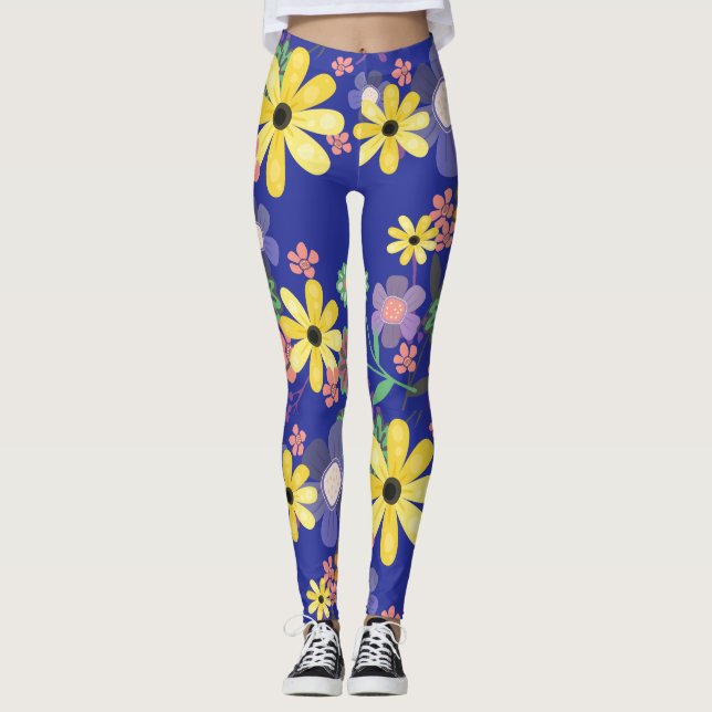Sjuttiotvå Retro Big Blommigt Leggings (Framsida)