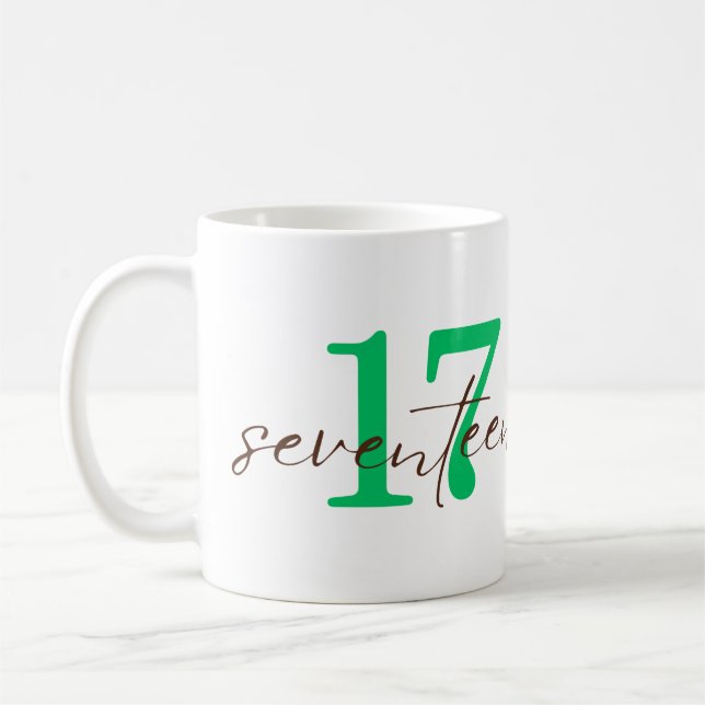 Sjuttonde 17-årsjubileumspersonalisation kaffemugg (Vänster)