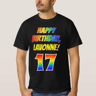 Sjuttonde födelsedagen - fetstil, Roligt, regnbåge T Shirt
