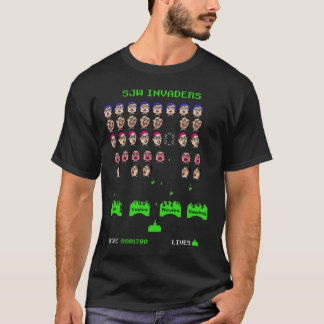 SJW-invaders Retro Video Game T-skiva T Shirt