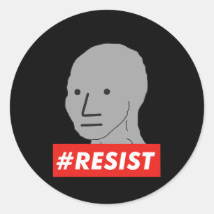 Sjw Wojak-PM för icke-funktionsbart NPC-tecken som Runt Klistermärke