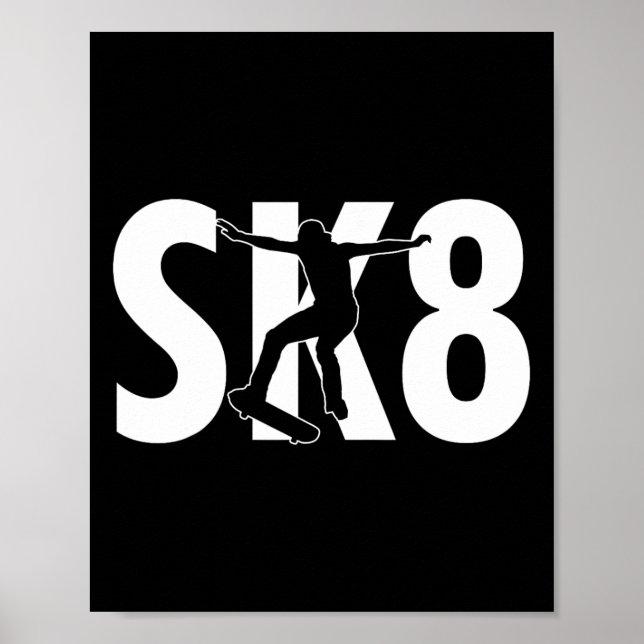 Sk8 Cool Skateboard Design Skateboard Tricks Sk Poster (Framsidan)