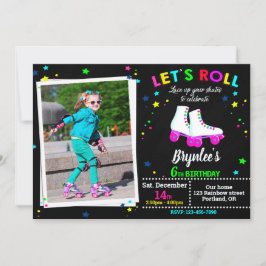 Sk8-inbjudan till Photo Roller-födelsedagsinbjudan Inbjudningar