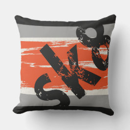 Sk8 - Skateboard Ord Pillow Orange Charcol Grått Kudde