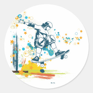sk8er skateboarder-vektor runt klistermärke