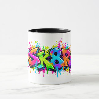 Sk8r Färgglad Graffiti Skater Cool Mugg