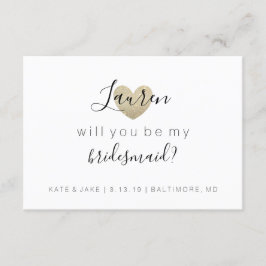 Ska dig var min brudtärna - hjärta Fab guld Inbjudningar