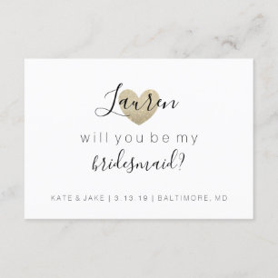 Ska dig var min brudtärna - hjärta Fab guld Inbjudningar