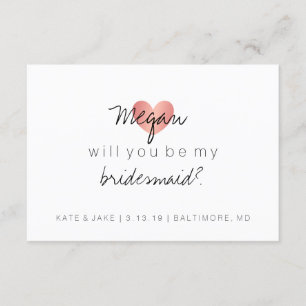 Ska dig var min brudtärna - hjärta Glam rosa Inbjudningar