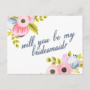 SKA DIG VAR MIN BRUDTÄRNA? räcka det målade kortet Inbjudningar