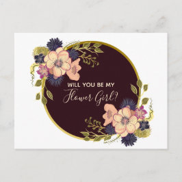 Ska dig var min brudtärnaBurgundy Marsala blommigt Inbjudan Vykort