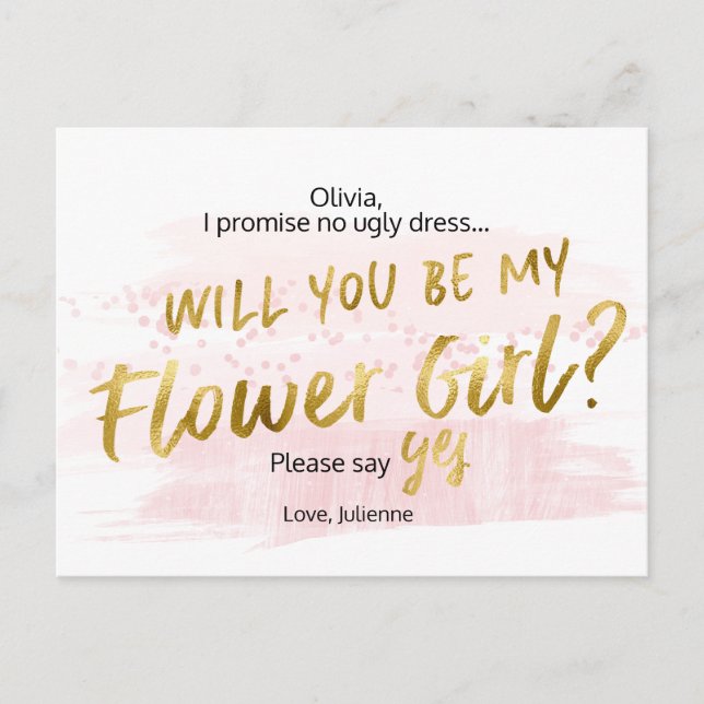 Ska dig var min brudtärnarodnadvattenfärg inbjudan vykort (Framsida)