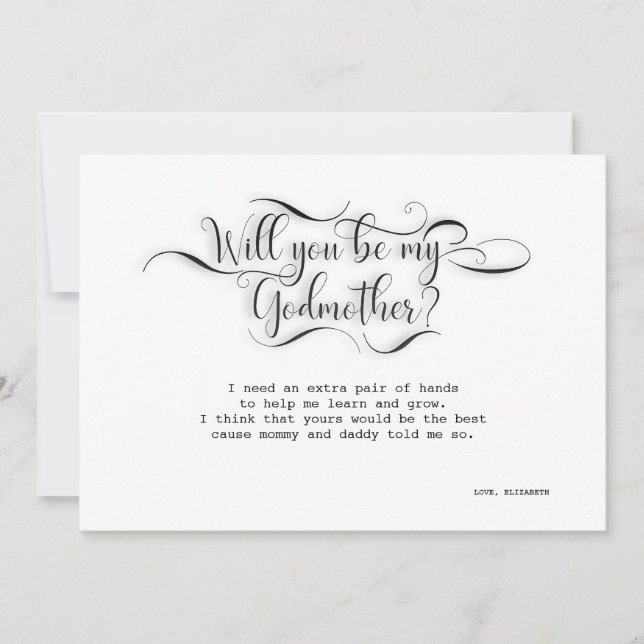 Ska dig var min gudmor - förslagkort inbjudningar (Framsida)