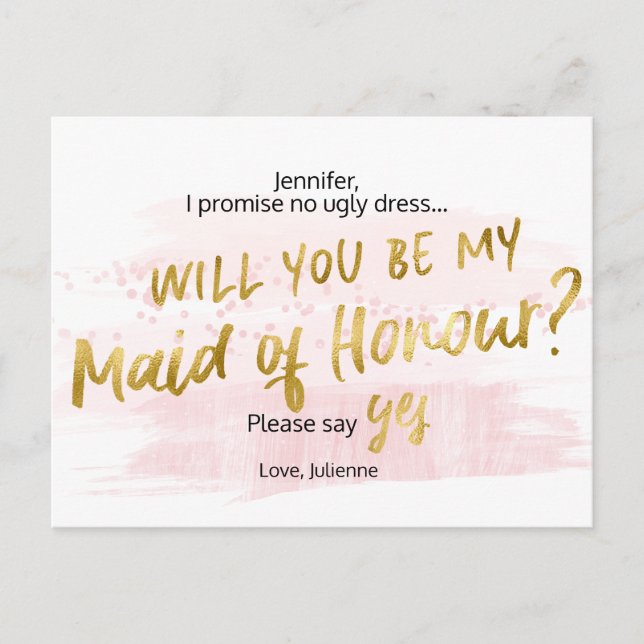 Ska dig var min Maid av hederrodnadvattenfärgen Inbjudan Vykort (Framsida)