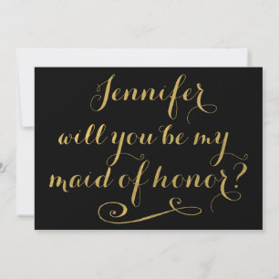 Ska dig var min maid of honorguldCalligraphy Inbjudningar
