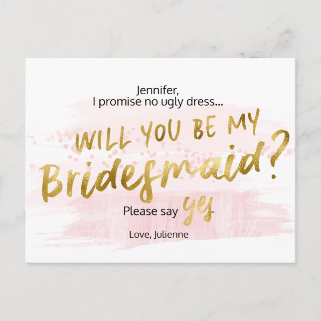 Ska dig var min rodna & guld- vattenfärg för inbjudan vykort (Framsida)