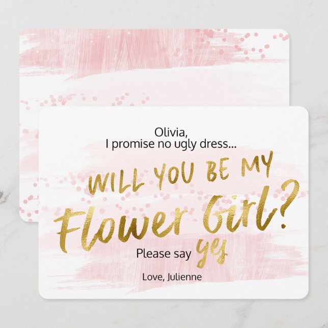 Ska dig var min rodna & guld- vattenfärg för inbjudningar (Fram/baksida)