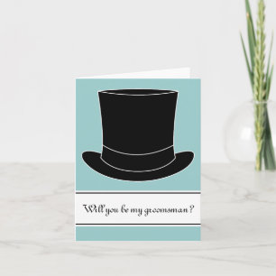 Ska dig var min svart tophat för groomsmankort inbjudan