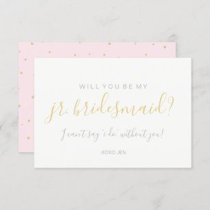 Ska dig var mitt Jr.Bridesmd-kort - guld pricker Inbjudningar