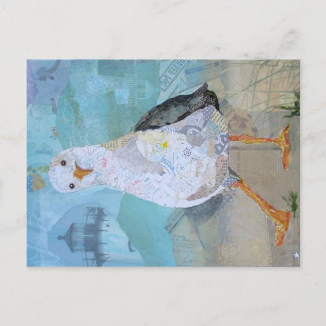 Ska du äta det? - fiskmås kollage art vykort (Framsida)