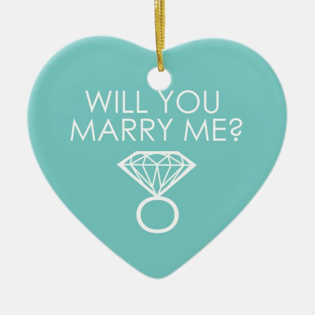 Ska du gifta mig? Frieri Diamond Ring Julgransprydnad Keramik (Framsidan)