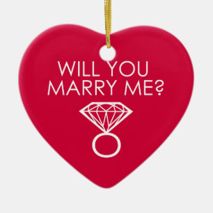 Ska du gifta mig? Frieri Diamond Ring Julgransprydnad Keramik