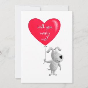 Ska du gifta mig med Red Heart Hund Puppy Frieri? Julkort