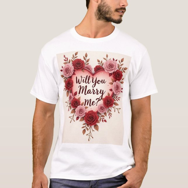 Ska du gifta mig? Romantisk Frieri T Shirt (Framsida)