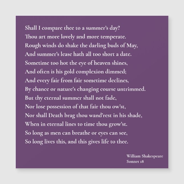 Ska jag jämföra dem med en sommardag? sonnet 18 (Framsida)