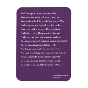Ska jag jämföra dem med en sommardag? sonnet 18 magnet