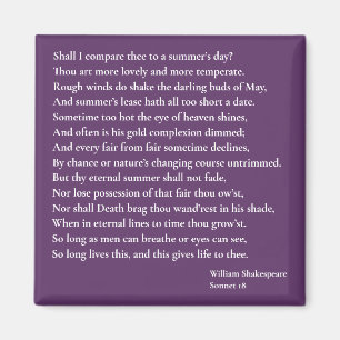 Ska jag jämföra dem med en sommardag? sonnet 18 magnet