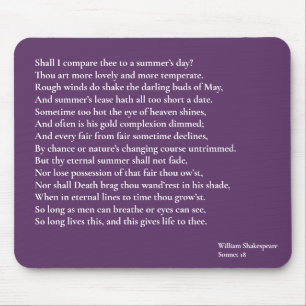 Ska jag jämföra dem med en sommardag? sonnet 18 musmatta