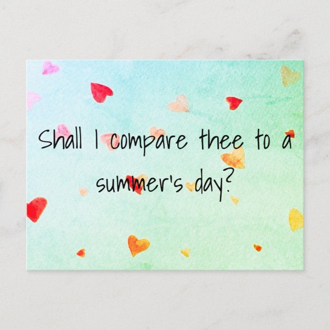 Ska jag jämföra dem med en sommardag? Sonnet 18 Vykort (Framsida)