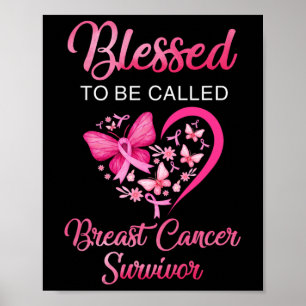 Ska kallas Bröstcancer överlevande Rosa Butterfly Poster