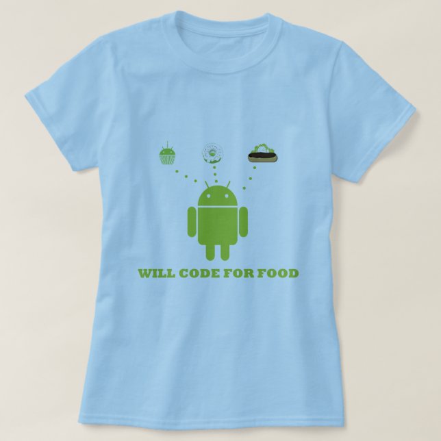 Ska kodifiera för mat (Androidsoftwarebärare) Tee Shirt (Design framsida)