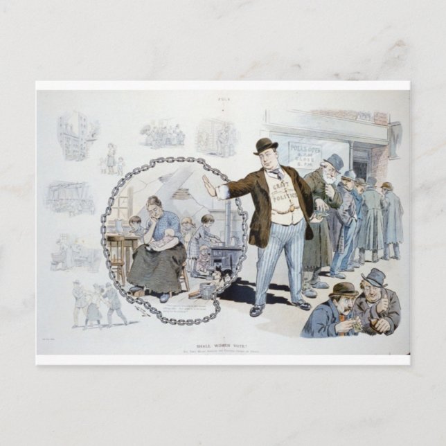 Ska kvinnor rösta? vykort (Framsida)