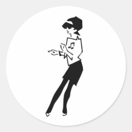 Ska Musik Tjej Runt Klistermärke