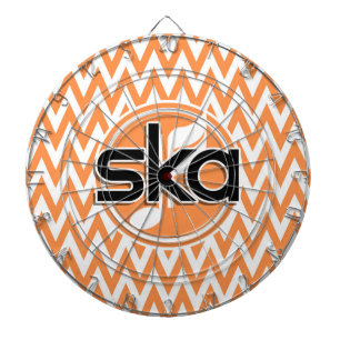 Ska; Orange och White Chevron Darttavla