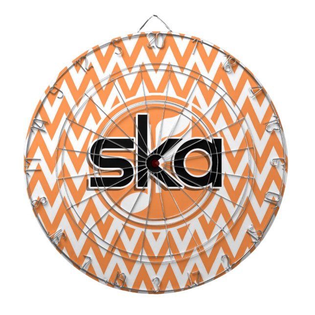 Ska; Orange och White Chevron Darttavla (Framsidan)