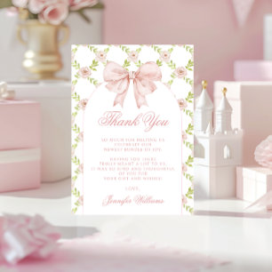 Skåda för Blommigt Rosa Bow Shabby chic Flicka Tack Kort