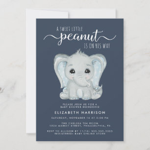 Skåda för cute Elephant Watercolor Pojke Inbjudningar