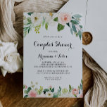Skåda för enkel Grönt för Blommigt Calligraphy Par Inbjudningar<br><div class="desc">Den här enkla kalligrafin-grönten par duschinbjudan är perfekt för en modern möhippa. Utformningen har en underbar vit,  rosa och  handmålad ro inbäddad i gröntens blad,  inspirerande konstnärlig skönhet.</div>