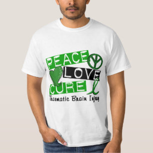 Skada för hjärna för fredkärlekbot traumatisk  t shirt
