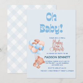 Skåda för Nalle av färgen Cute Personlig Watercolo Inbjudningar