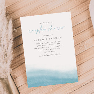 Skåda för Par för kustvattenfärg Inbjudningar