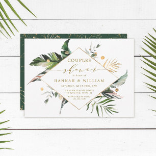 Skåda för tropisk påfyllning av vattenfärgen Guld Inbjudningar