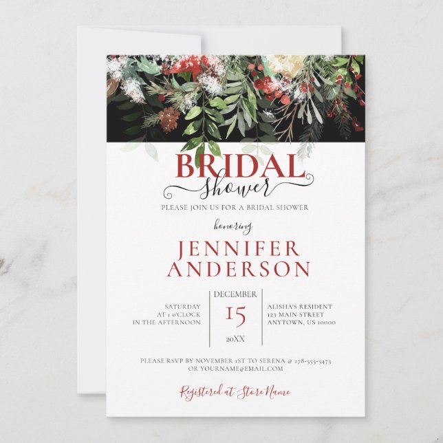 Skåda för Winter-Helgdag vattenfärgsfärgarrangeman Inbjudningar (Framsida)