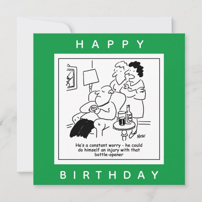 Skada med en Flaska-Open Worry-Tecknad Kort (Framsida)