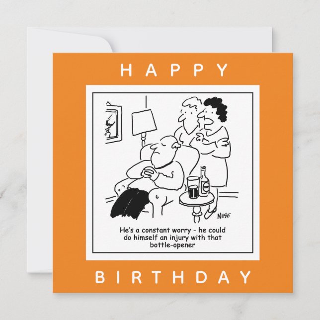 Skada med en Flaska-Open Worry-Tecknad Kort (Framsida)