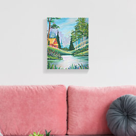 Skåda med Stream Fine Art Painting 8x10 Canvastryck